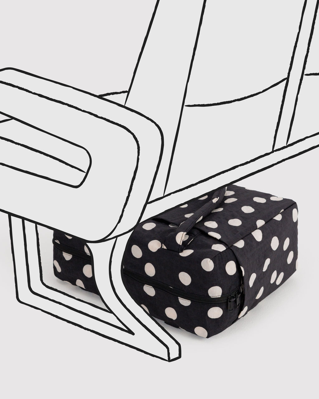 Small Cloud Carry-On - Black and Cream Polka Dot