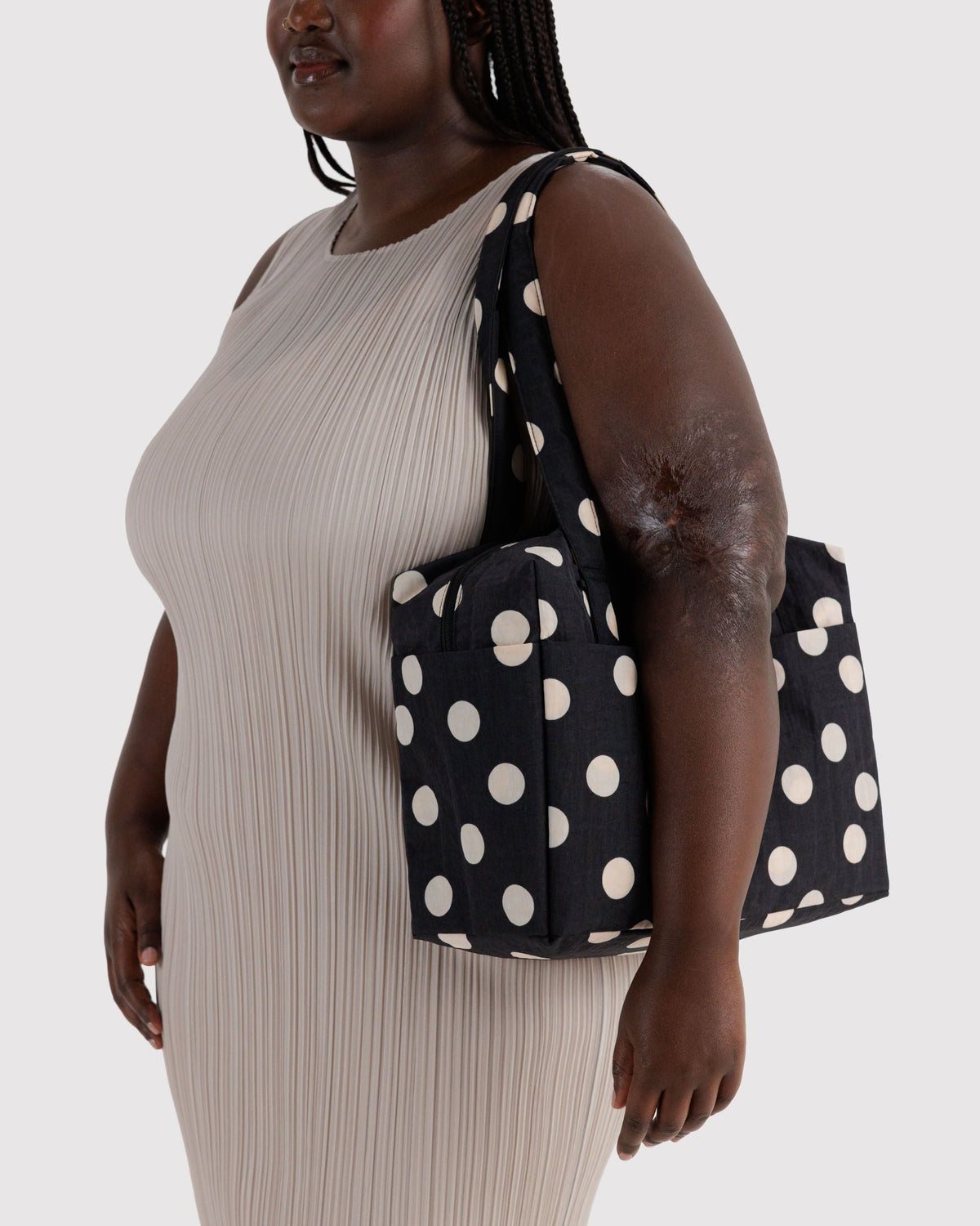 Everyday Cloud Bag - Black and Cream Polka Dot