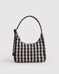 Mini Nylon Shoulder Bag - Black and Cream Gingham